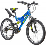 Велосипед NOVATRACK 20" SHARK, синий, сталь, 6 скор., Microshift, Power, V-brake