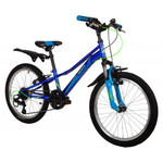 Велосипед NOVATRACK 20" VALIANT сталь, синий, 6-скор, TY21/TS38/SG-6SI, V-brake, короткие крылья