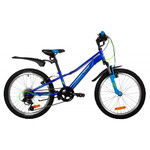 Велосипед NOVATRACK 20" VALIANT сталь, синий, 6-скор, TY21/TS38/SG-6SI, V-brake, короткие крылья