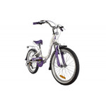 Велосипед NOVATRACK 20" BUTTERFLY сталь, белый-фиолет., 6-скор, TY21/RS35/SG-6SI, V-brake, багажник