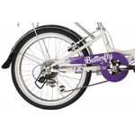 Велосипед NOVATRACK 20" BUTTERFLY сталь, белый-фиолет., 6-скор, TY21/RS35/SG-6SI, V-brake, багажник