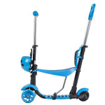 Самокат Novatrack Disco-kids Saddle PRO для детей, трансформер, свет.колеса PU 120*90мм, голубой