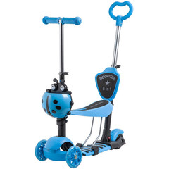Самокат Novatrack Disco-kids Saddle PRO для детей, трансформер, свет.колеса PU 120*90мм, голубой