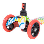 Самокат для детей Novatrack Disco-kids Graffiti, неоновый цветной дизайн, белый